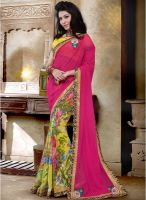 Indian Women By Bahubali Pink Embroidered Saree