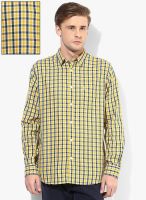 Izod Yellow Checks Slim Fit Casual Shirt