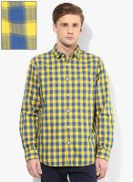 Izod Yellow Checks Slim Fit Casual Shirt