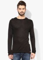 Jack & Jones Black Solid Round Neck T-Shirt