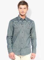 Jack & Jones Blue Solid Slim Fit Casual Shirt