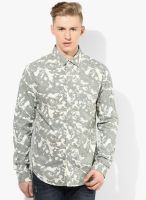 Jack & Jones Green Printed Casual Shirt