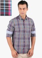 Jhampstead Brown Checked Slim Fit Casual Shirt