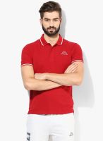 Kappa Red Solid Polo Neck T-Shirt