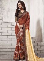 Khushali Fashion Brown Printed Saree
