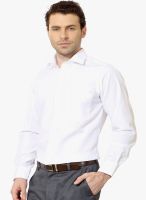 Lee Marc White Solid Regular Fit Formal Shirt