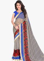 Lookslady Grey Printed Saree