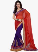 Lookslady Orange Embroidered Saree