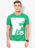 Monteil & Munero Green Printed Round Neck T-Shirt