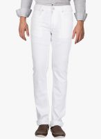 Mufti White Mid Rise Slim Fit Jeans