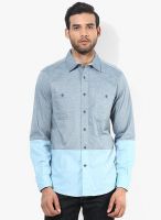 Nautica BLUE SOLID SLIM FIT CASUAL SHIRT