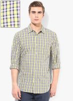 Nautica YELLOW CHECKED SLIM FIT CASUAL SHIRT