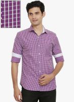 Orange Valley Purple Checked Slim Fit Casual Shirt