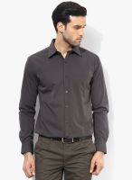 Park Avenue Grey Solid Slim Fit Formal Shirt