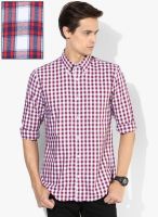 Peter England Red Checked Slim Fit Casual Shirt