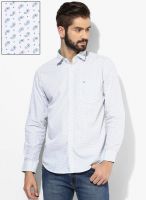 Peter England White Printed Slim Fit Casual Shirt