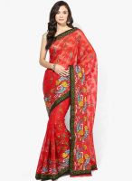 Rang Banarasi Supernet Banarasi Embroidery Red Saree