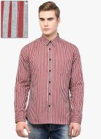 Rigo Red Striped Slim Fit Casual Shirt