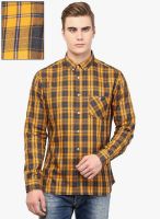 Rigo Yellow Checked Slim Fit Casual Shirt