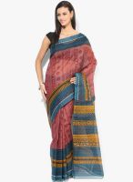 Satrang Maroon Printed Polyester Cotton Saree