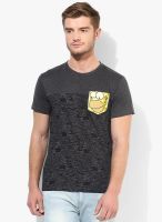 The Simpsons Grey Milange Printed Round Neck T-Shirt