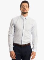 Specimen Blue Solid Slim Fit Formal Shirt