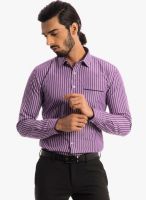 Specimen Purple Striped Slim Fit Formal Shirt