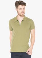 Status Quo Green Solid Polo T-Shirt