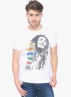 Status Quo White Printed Round Neck T-Shirt