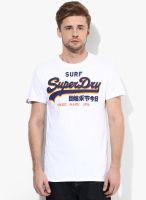 Superdry White Printed Round Neck T-Shirt