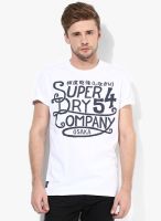 Superdry White Printed Round Neck T-Shirt