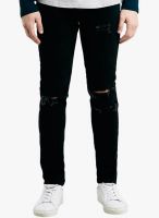 TOPMAN Black Mid Rise Skinny Fit Jeans