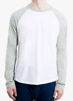 TOPMAN White Colored Solid Round Neck T-Shirt