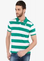 The Cotton Company Green Striped Polo T-Shirt