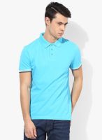 Tom Tailor Aqua Blue Solid Polo T-Shirt