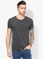 Tom Tailor Black Striped Round Neck T-Shirt