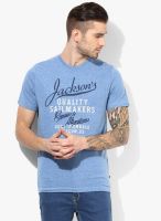 Tom Tailor Blue Printed Round Neck T-Shirt