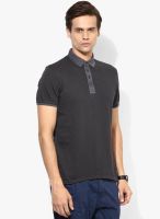 Tom Tailor Dark Grey Solid Polo T-Shirt
