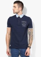 Tom Tailor Navy Blue Printed Polo T-Shirt