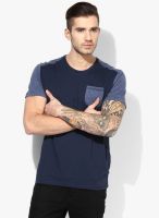 Tom Tailor Navy Blue Solid Round Neck T-Shirt