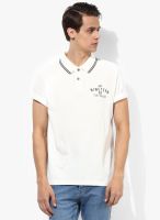 Tom Tailor Off White Solid Polo T-Shirt