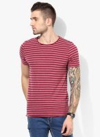 Tom Tailor Red Striped Round Neck T-Shirt