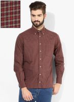 Tommy Hilfiger Maroon Regular Fit Casual Shirt