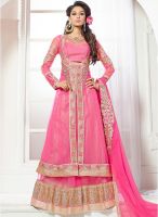 Touch Trends Pink Embroidered Dress Material