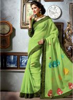 Triveni Sarees Green Embroidered Saree
