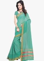 Triveni Sarees Green Striped Saree