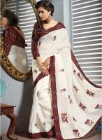 Triveni Sarees White Embroidered Saree