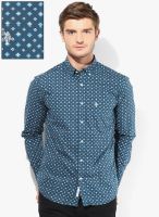 U.S. Polo Assn. Blue Printed Regular Fit Casual Shirt