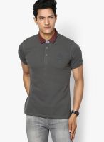 United Colors of Benetton Grey Solid Polo T-Shirts