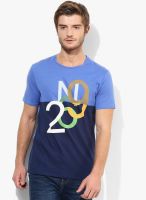 United Colors of Benetton Navy Blue Printed Round Neck T-Shirt